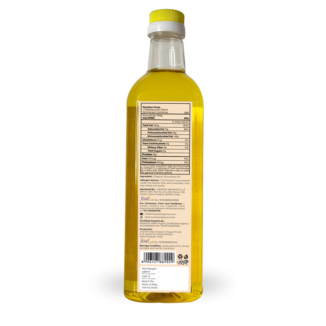Organic Groundnut Oil 1 Ltr - Cold Pressed